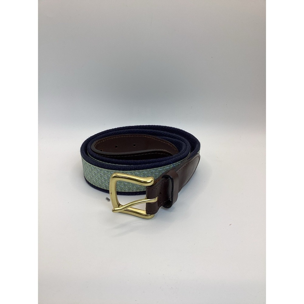 Vineyard Vines Belt Mens Size 36 Canvas Club Solid Brass Buckle Leather